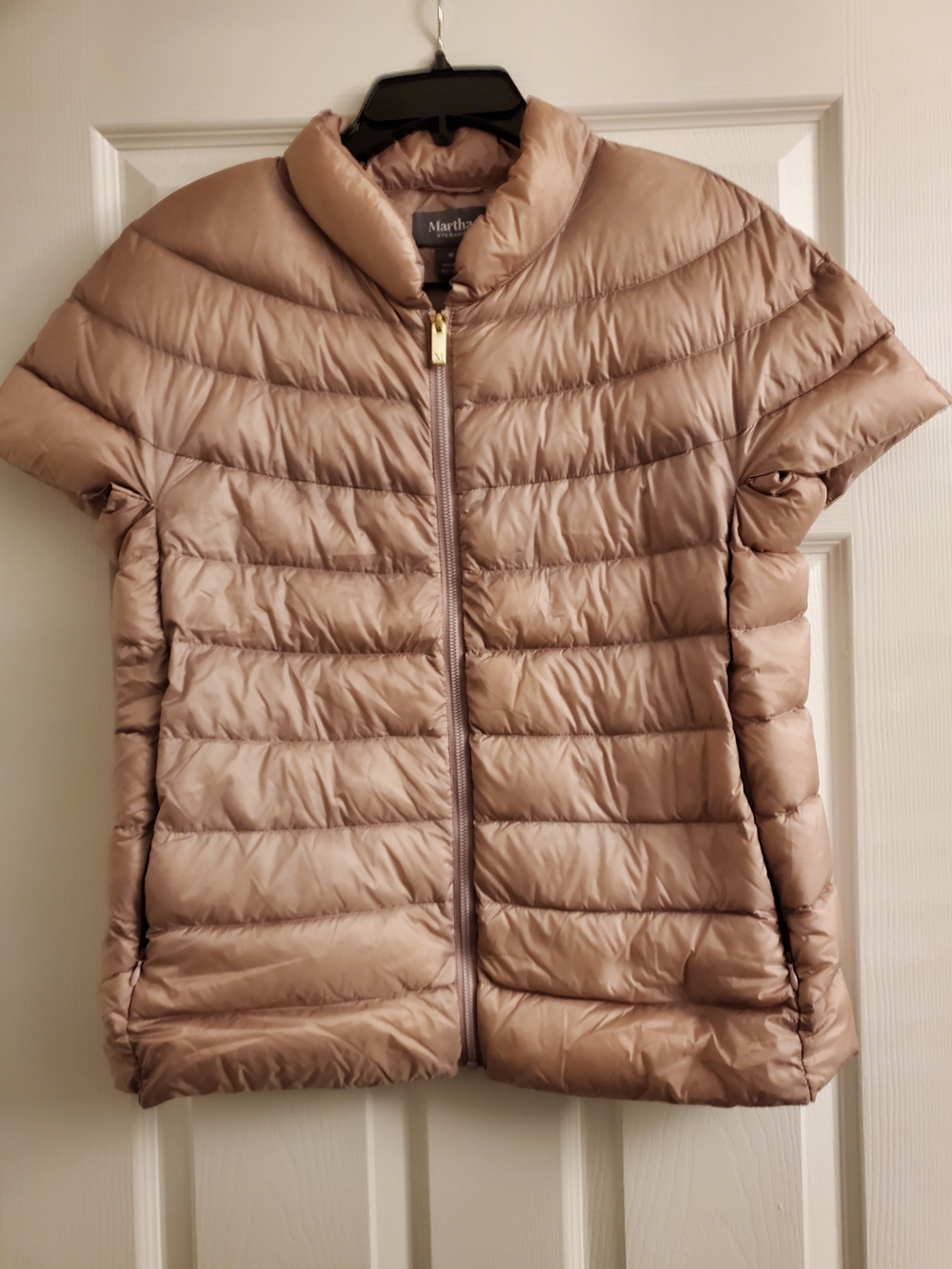 Martha Stewart Short Sleeve Down Puffer Jacket Women’s M Blush Pink Quilted